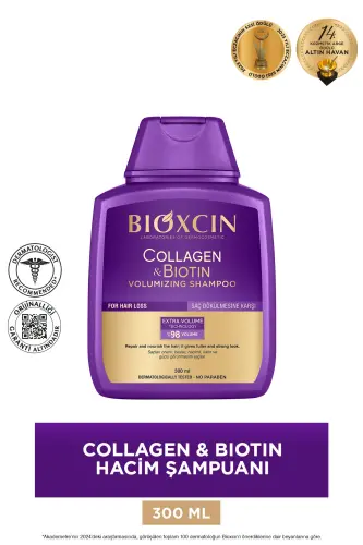 Kolajen & Biyotin Ekstra Hacim Şampuanı 300 Ml - Kolajen Biotin İnce Seyrek Saçlar - BIOXCIN (1)