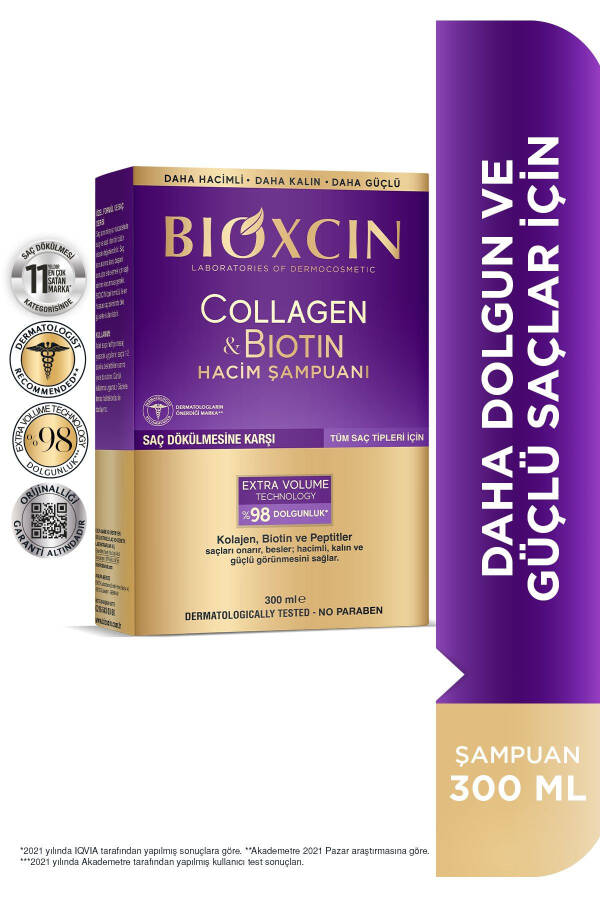 Kolajen & Biyotin Ekstra Hacim Şampuanı 300 Ml - Kolajen Biotin İnce Seyrek Saçlar - 1