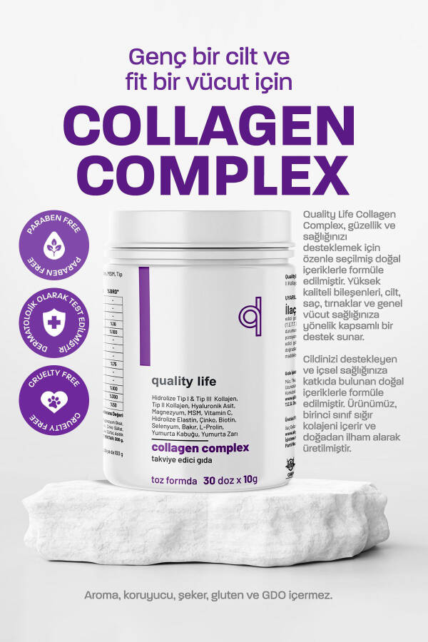 Kolajen Complex Saf Toz Tip1 Tip2 Tip3 Tip5 10 Hidrolize Collagen Peptit Collegen Colagen Kollagen - 10