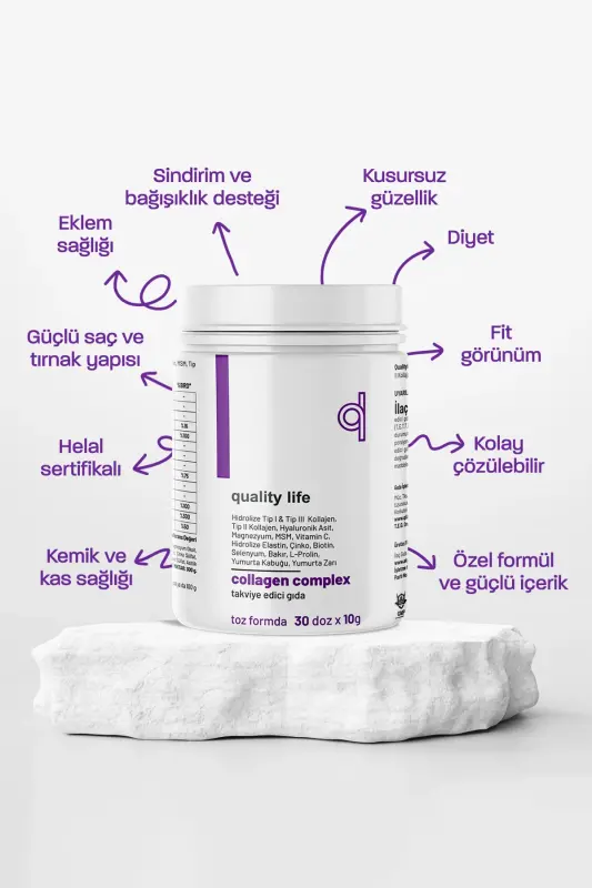 Kolajen Complex Saf Toz Tip1 Tip2 Tip3 Tip5 10 Hidrolize Collagen Peptit Collegen Colagen Kollagen - 3