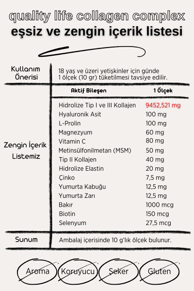 Kolajen Complex Saf Toz Tip1 Tip2 Tip3 Tip5 10 Hidrolize Collagen Peptit Collegen Colagen Kollagen - 17