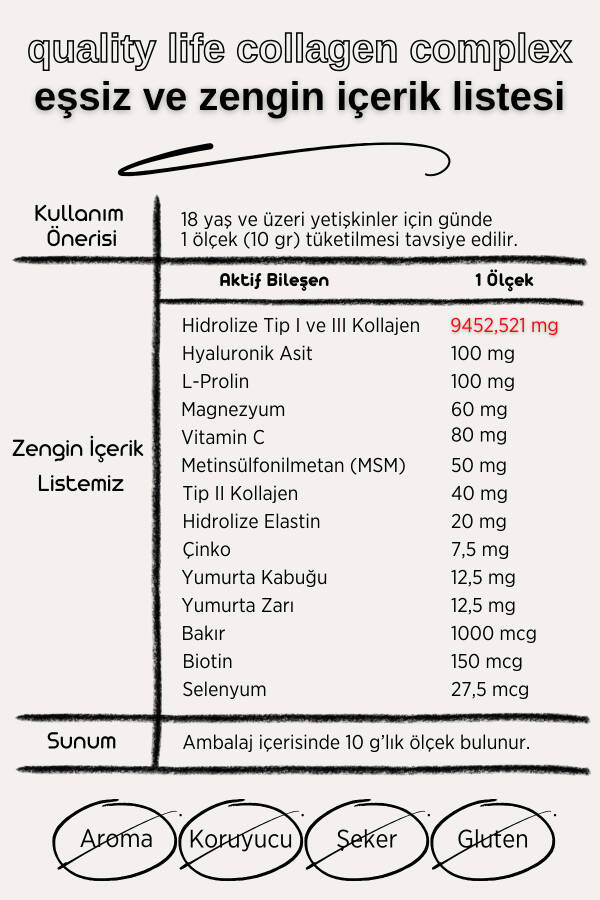 Kolajen Complex Saf Toz Tip1 Tip2 Tip3 Tip5 10 Hidrolize Collagen Peptit Collegen Colagen Kollagen - 17