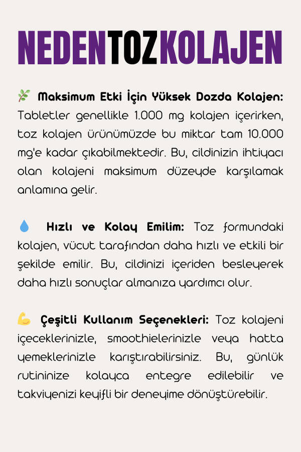 Kolajen Complex Saf Toz Tip1 Tip2 Tip3 Tip5 10 Hidrolize Collagen Peptit Collegen Colagen Kollagen - 18