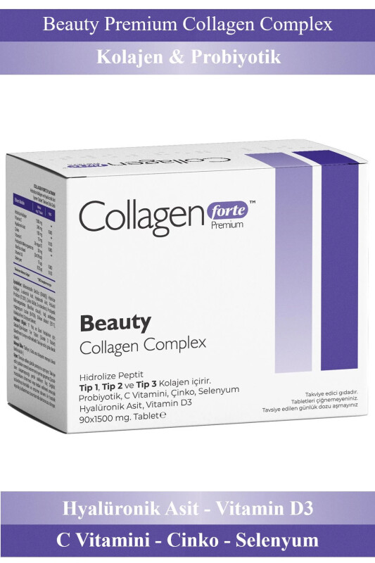 Beauty Collagen, Probiyotik & Multivitamin 1500mg X 90 Tablet - COLLAGEN FORTE PLATINUM