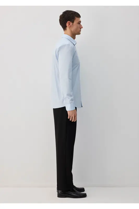 Kolay Ütülenebilir Mavi Gömlek Slim Fit / Dar Kesim 0211571-90160 - Mavi-90160 - 5