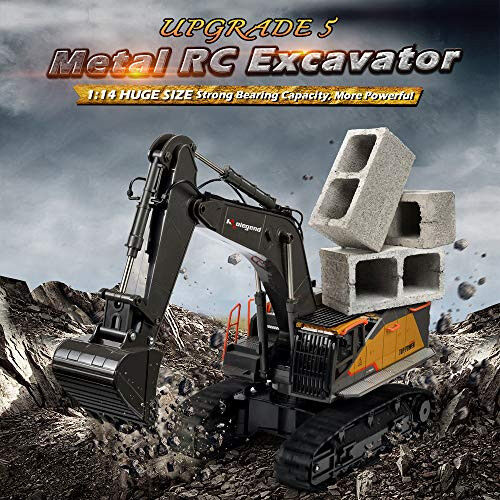 Kolegend 22 Channel RC Excavator Metal Shovel Independent Arms 1/14 Scale, Professional Remote Control Construction Vehicles, Boy Toys Best Gift for 8+ Years Old Boys Adults - 4