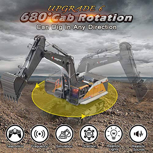 Kolegend 22 Channel RC Excavator Metal Shovel Independent Arms 1/14 Scale, Professional Remote Control Construction Vehicles, Boy Toys Best Gift for 8+ Years Old Boys Adults - 5