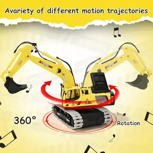 kolegend Remote Control Excavator Toy 16 Inch, 11 Channel RC Construction Vehicles Hydraulic Haulers Digger Toys Gift for 6+ Years Old Kids Boys - 3