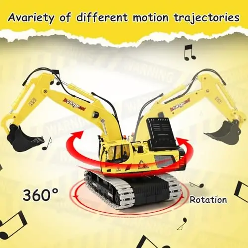 kolegend Remote Control Excavator Toy 16 Inch, 11 Channel RC Construction Vehicles Hydraulic Haulers Digger Toys Gift for 6+ Years Old Kids Boys - 3