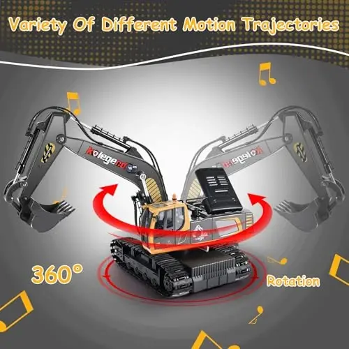 kolegend Remote Control Excavator Toy 16 Inch, 9 Channel RC Construction Vehicles Hydraulic Haulers Digger Toys Gift for 6 7 8 9 10 Years Old Kids Boys - 2