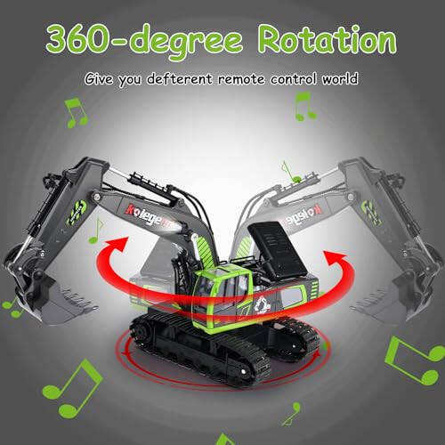 Kolenend Remote Control Excavator Toy 16 Inch, 11 Channel RC Construction Vehicles Hydraulic Haulers Digger Toys Gift for 6 7 8 9 10 Years Old Kids Boys - 3