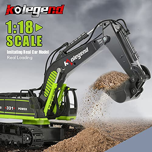 Kolenend Remote Control Excavator Toy 16 Inch, 11 Channel RC Construction Vehicles Hydraulic Haulers Digger Toys Gift for 6 7 8 9 10 Years Old Kids Boys - 10