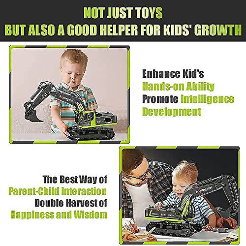 Kolenend Remote Control Excavator Toy 16 Inch, 11 Channel RC Construction Vehicles Hydraulic Haulers Digger Toys Gift for 6 7 8 9 10 Years Old Kids Boys - 11