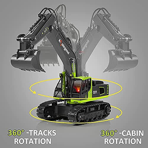 Kolenend Remote Control Excavator Toy 16 Inch, 11 Channel RC Construction Vehicles Hydraulic Haulers Digger Toys Gift for 6 7 8 9 10 Years Old Kids Boys - 12