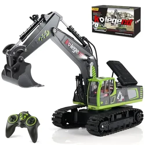 Kolenend Remote Control Excavator Toy 16 Inch, 11 Channel RC Construction Vehicles Hydraulic Haulers Digger Toys Gift for 6 7 8 9 10 Years Old Kids Boys - MODAZONE