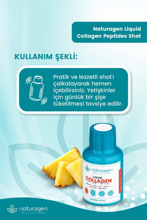 Kollagen Ananas Hidi Suyu Kollagen Shot 60 ml X12 dona Shisha Tip 1 & Tip 3 Gidrolangan Suyu Kollagen - 4