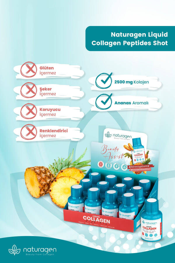 Kollagen Ananas Hidi Suyu Kollagen Shot 60 ml X12 dona Shisha Tip 1 & Tip 3 Gidrolangan Suyu Kollagen - 6