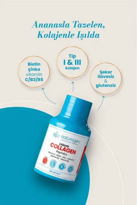 Kollagen Ananas Hidi Suyu Kollagen Shot 60 ml X12 dona Shisha Tip 1 & Tip 3 Gidrolangan Suyu Kollagen - 3