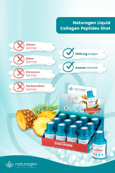 Kollagen Ananas Hidi Suyu Kollagen Shot 60 ml X12 dona Shisha Tip 1 & Tip 3 Gidrolangan Suyu Kollagen - 14