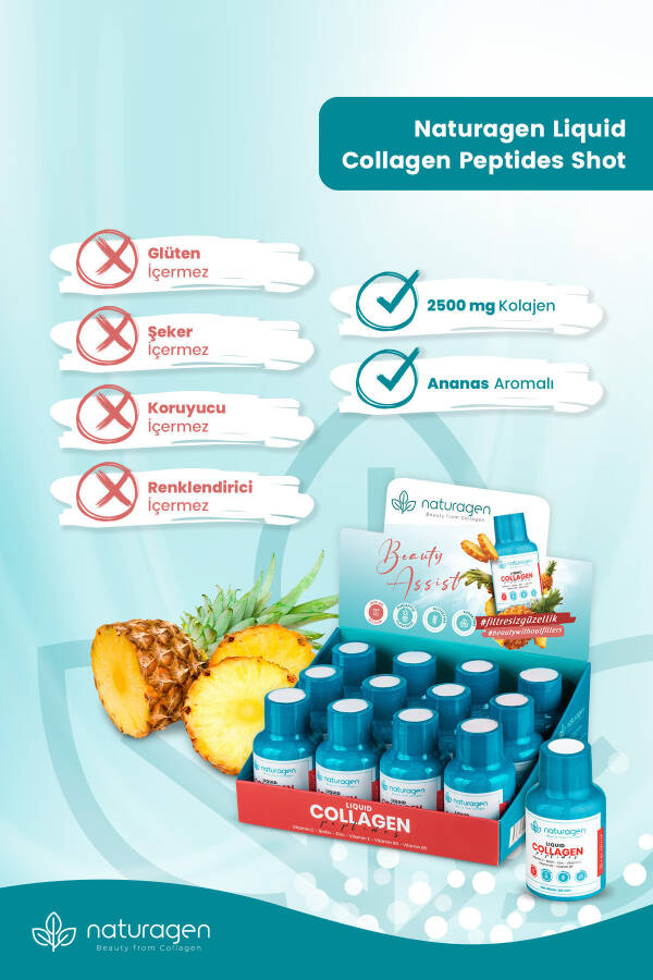 Kollagen Ananas Hidi Suyu Kollagen Shot 60 ml X12 dona Shisha Tip 1 & Tip 3 Gidrolangan Suyu Kollagen - 14