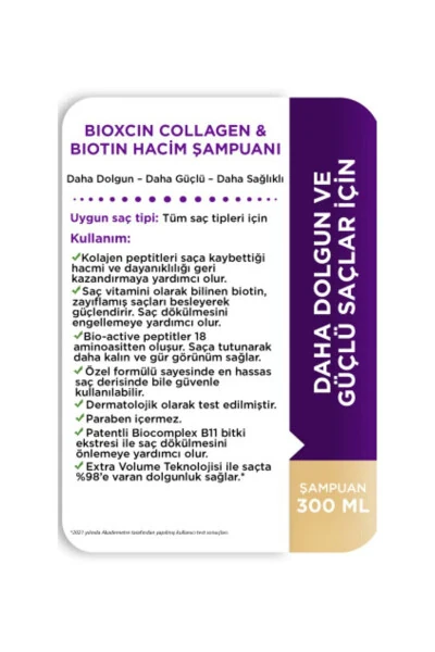 Kollagen & Biotin Ekstra Hajm Shampo 300 Ml - Kollagen Biotin Yupqa Yengil Sochlar Uchun - 7
