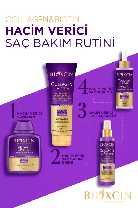 Kollagen & Biotin Ekstra Hajm Shampo 300 Ml - Kollagen Biotin Yupqa Yengil Sochlar Uchun - 8