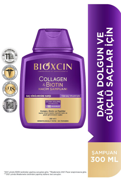 Kollagen & Biotin Ekstra Hajm Shampo 300 Ml - Kollagen Biotin Yupqa Yengil Sochlar Uchun - 2