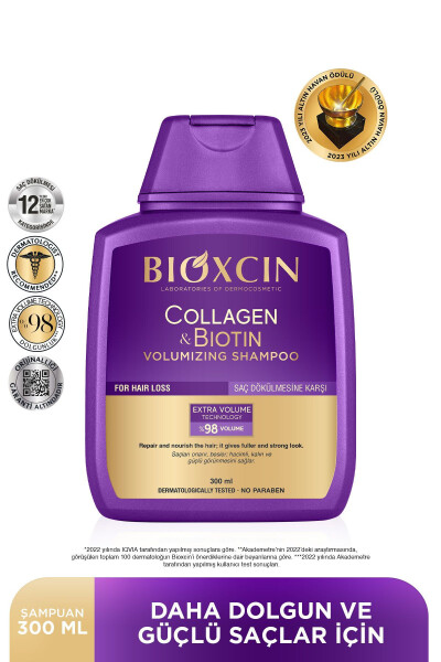 Kollagen & Biotin Ekstra Hajm Shampo 300 Ml - Kollagen Biotin Yupqa Yengil Sochlar Uchun - 11