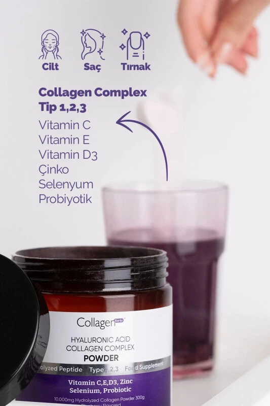 Kollagen Kuni 300g. Kollagen, Probiotik, Biotin, Multivitamin, O'rmon Meva Hidi - COLLAGEN FORTE PLATINUM