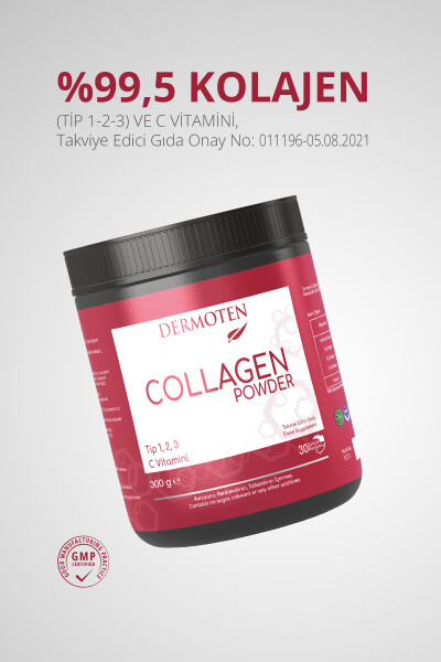 Kollagen Plus Kukun 300 Gr 1-Tur - 2-Tur - 3-Tur - S vitamini bilan 30 x 10 000 Mg Kollagen kukun - 2