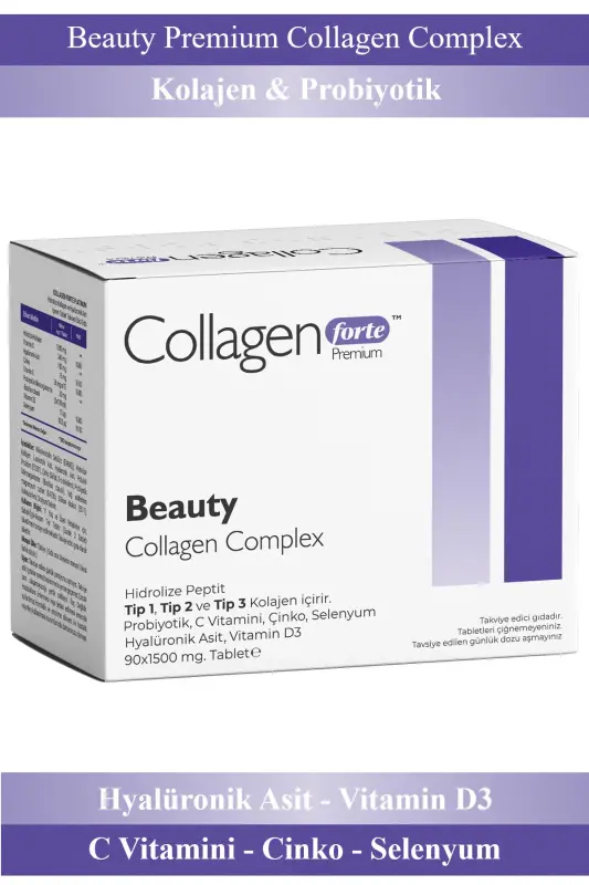 Kollagen, Probiotik & Multivitamin 1500mg X 90 Tablet - COLLAGEN FORTE PLATINUM