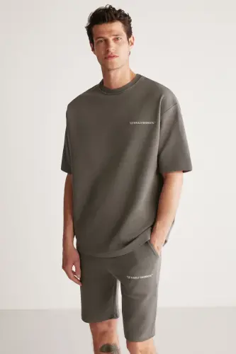 Colombia Erkek 2 Li Set Comfort Fit Polarsız Nakışlı Gri Eşofman Takımı-Gri - 4