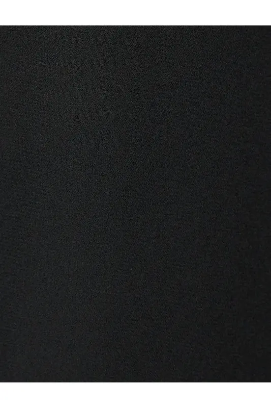 Kolsuz Fırfırlı Şifon Bluz V Yaka-Siyah - 6