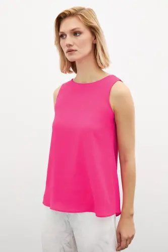 Kolsuz Salaş Bluz Fuşya-FUŞYA - SATEEN (1)