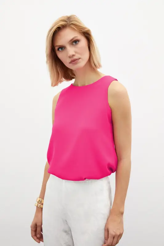Kolsuz Salaş Bluz Fuşya-FUŞYA - 3