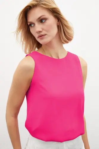 Kolsuz Salaş Bluz Fuşya-FUŞYA - 4