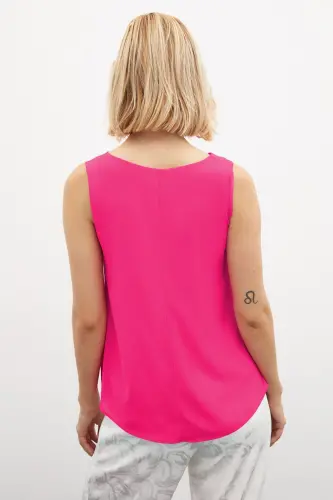 Kolsuz Salaş Bluz Fuşya-FUŞYA - 5