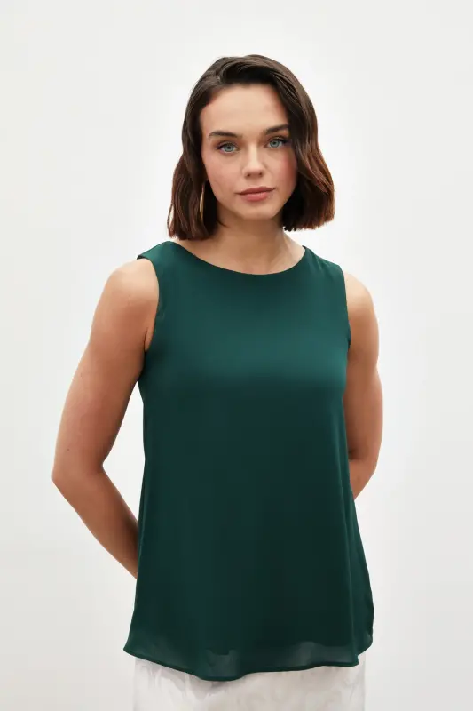 Kolsuz Salaş Bluz - Zümrüt-ZÜMRÜT - 1