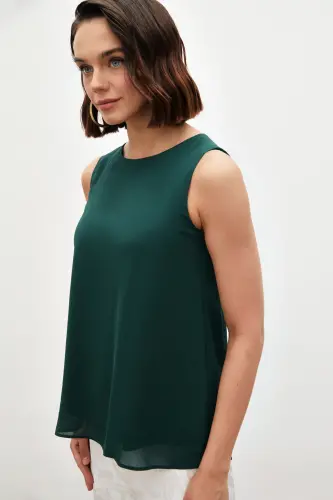 Kolsuz Salaş Bluz - Zümrüt-ZÜMRÜT - 4