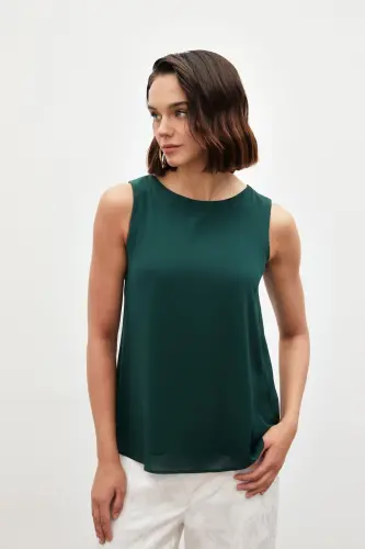 Kolsuz Salaş Bluz - Zümrüt-ZÜMRÜT - 2