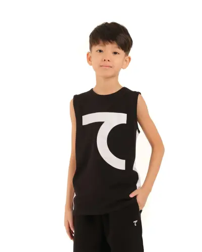 Sleeveless T-shirt - ЧЕРНО-БЕЛЫЙ 