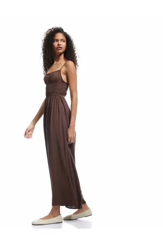 Kolsuz U Yaka Askılı Viskon Sırt Detaylı Salopet Tulum - KOTON (1)