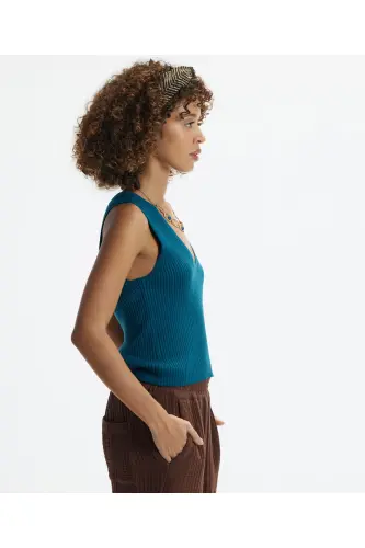 Kolsuz V Yakalı Triko-PETROL - 3