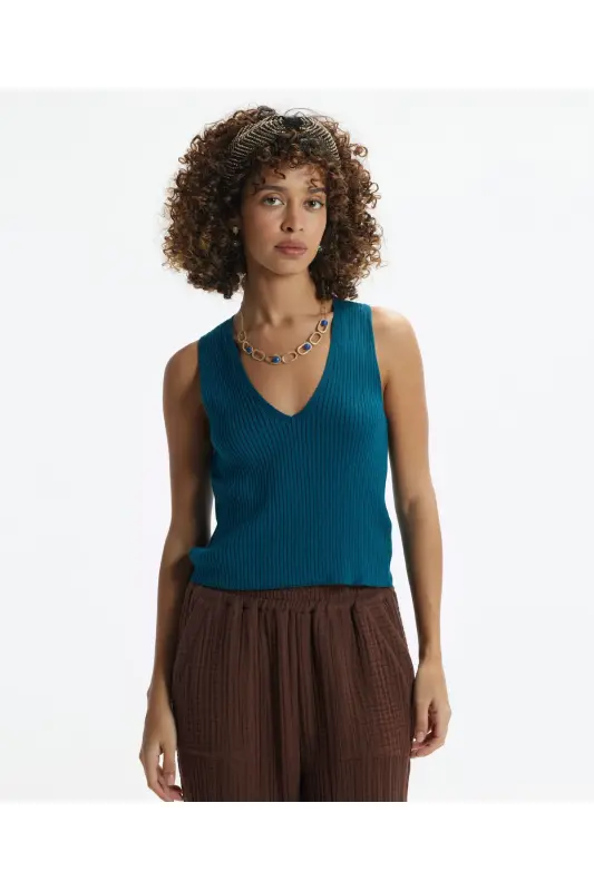 Kolsuz V Yakalı Triko-PETROL - YARGICI