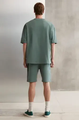 Kolumbiya Erkaklar 2'li Komfort Fit Qulay Kalıp Yozuv Nakışlı Shardonsiz Yashil Sport Kostyumi-Yashil - 3