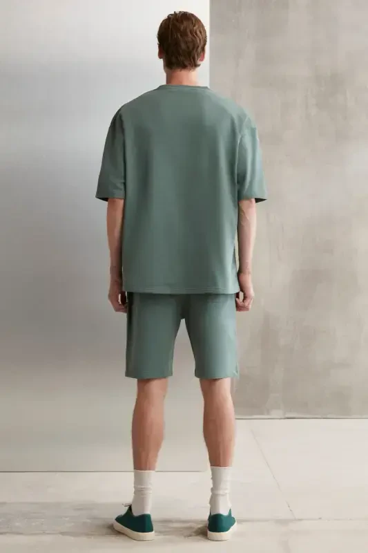 Kolumbiya Erkaklar 2'li Komfort Fit Qulay Kalıp Yozuv Nakışlı Shardonsiz Yashil Sport Kostyumi-Yashil - 3