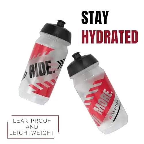 KOM Cycling Water Bottle 2 Pack. Cycling Water Bottle Set to Inspire. Includes 2 bike water bottles that fit most cages and bottle holders. BPA Free! Made in Europe - KOM CYCLING (1)