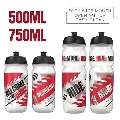 KOM Cycling Water Bottle 2 Pack. Cycling Water Bottle Set to Inspire. Includes 2 bike water bottles that fit most cages and bottle holders. BPA Free! Made in Europe - 4