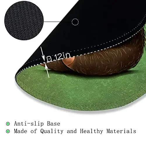 Funny Green Round Mouse Pad Mouse Pad for Desk, Cute Sloth Computer Mousepad with Stitched Edge Non-Slip Rubber Base, Cute Green Home Office Decor Desk Accessories Office Supplies Gift for Women Men - 6