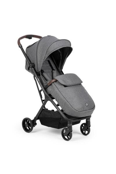 Компактная автоскладывающаяся чёрная детская коляска Cosmo Travel System серого цвета - 4